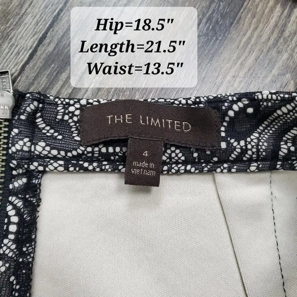 The Limited Women Whimsigoth Black Lace Pencil Business Skirt Office Size 4